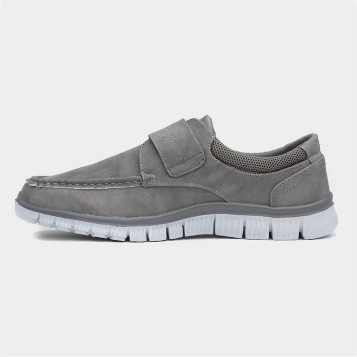 Cushion Walk Greg Mens Grey Easy Fasten Shoe 4 Cushion Walk Greg Mens Grey Easy Fasten Shoe - Image 2