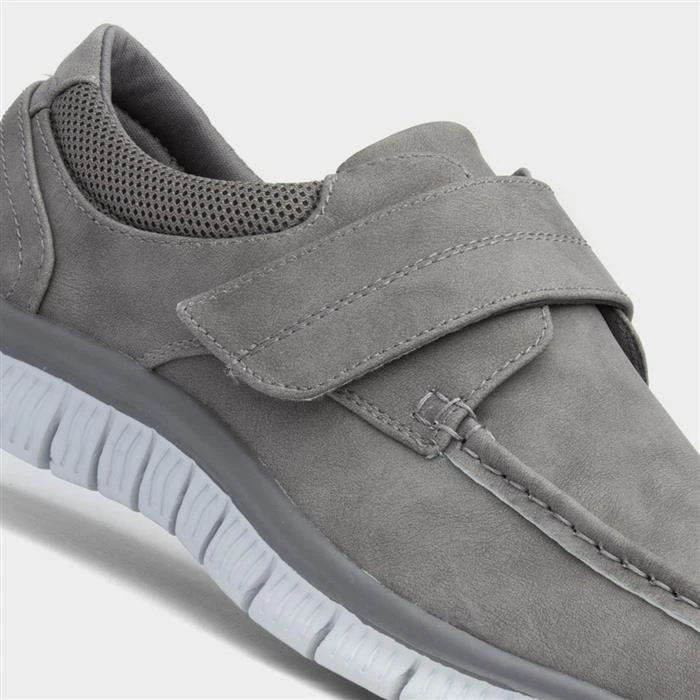 Cushion Walk Greg Mens Grey Easy Fasten Shoe 6 Cushion Walk Greg Mens Grey Easy Fasten Shoe - Image 4