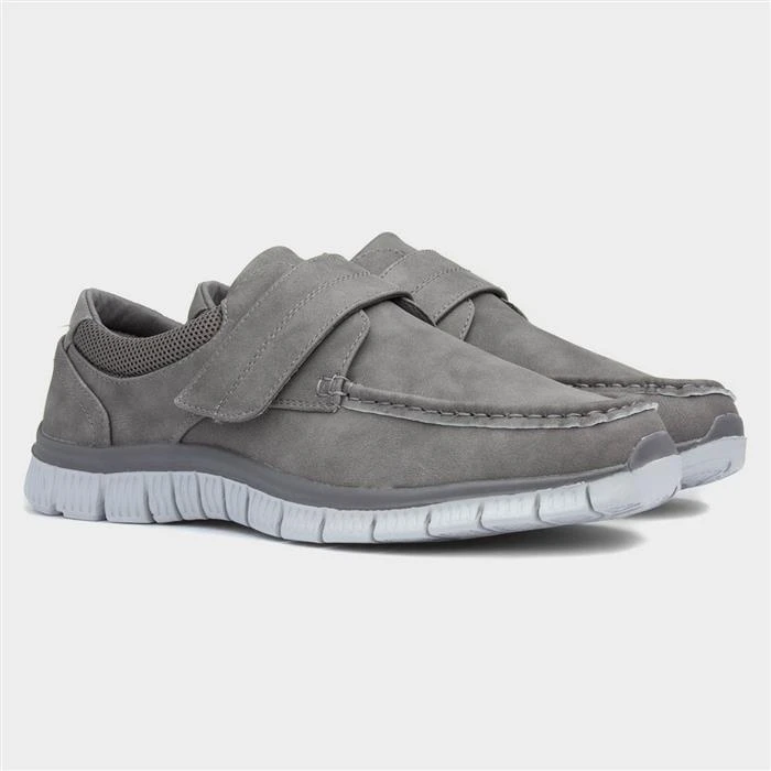 Cushion Walk Greg Mens Grey Easy Fasten Shoe 7 Cushion Walk Greg Mens Grey Easy Fasten Shoe - Image 5