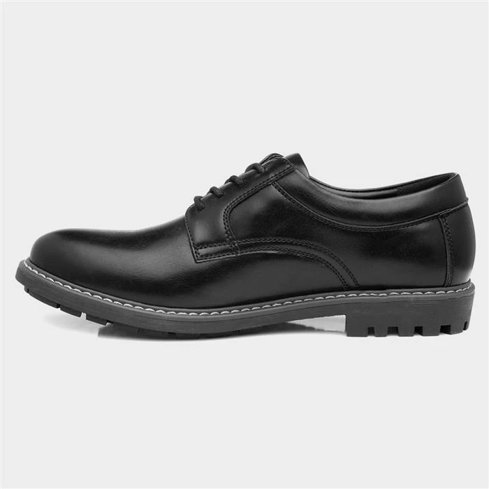 Beckett Buzz Mens Black Lace Up White Stitch Shoe 4 Beckett Buzz Mens Black Lace Up White Stitch Shoe - Image 2