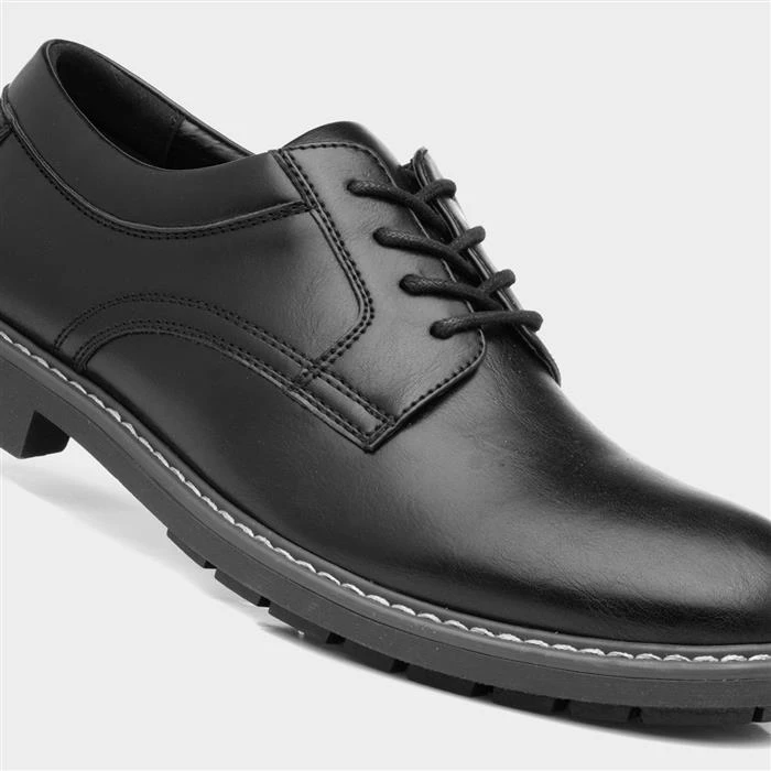 Beckett Buzz Mens Black Lace Up White Stitch Shoe 6 Beckett Buzz Mens Black Lace Up White Stitch Shoe - Image 4