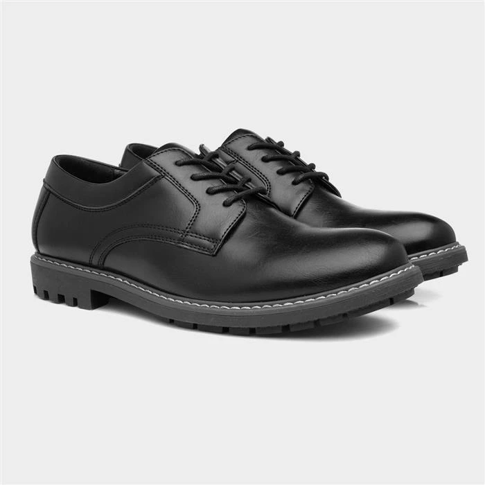 Beckett Buzz Mens Black Lace Up White Stitch Shoe 7 Beckett Buzz Mens Black Lace Up White Stitch Shoe - Image 5