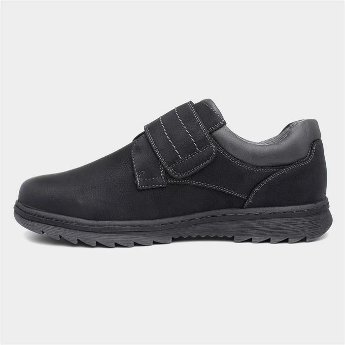 Relife Steve Mens Black Easy Fasten Shoe 4 Relife Steve Mens Black Easy Fasten Shoe - Image 2