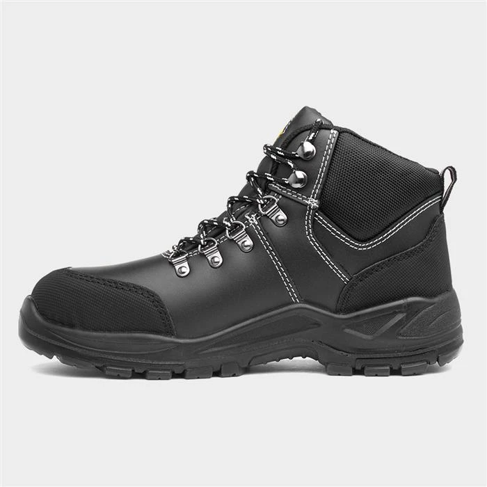 EarthWorks Mens Black Leather Lace Up Safety Boot 4 EarthWorks Mens Black Leather Lace Up Safety Boot - Image 2