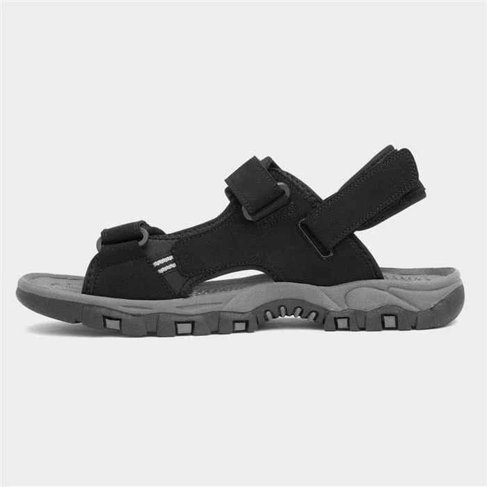 Hobos Mens Black Easy Fasten Sandals 4 Hobos Mens Black Easy Fasten Sandals - Image 2