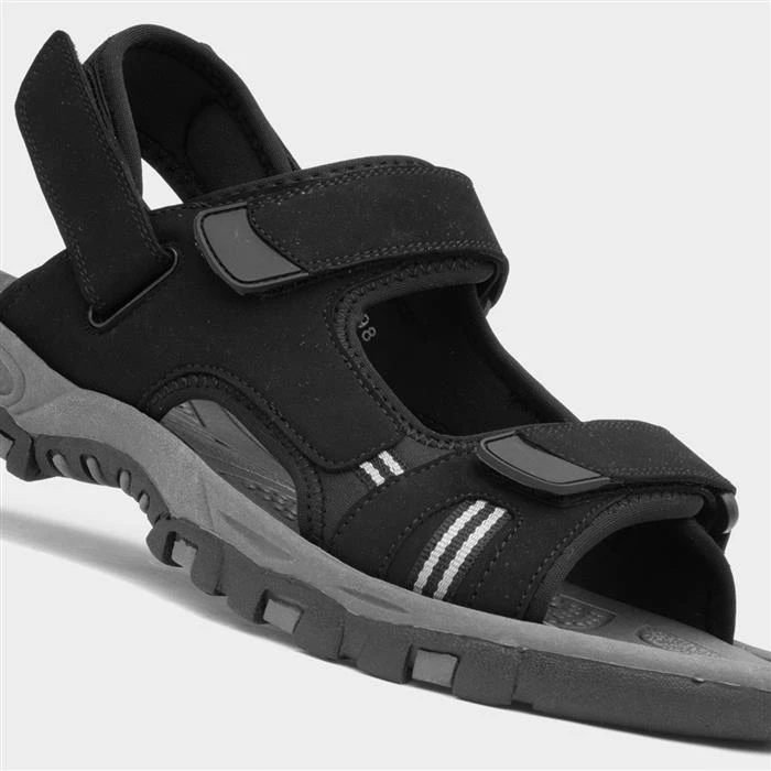 Hobos Mens Black Easy Fasten Sandals 6 Hobos Mens Black Easy Fasten Sandals - Image 4