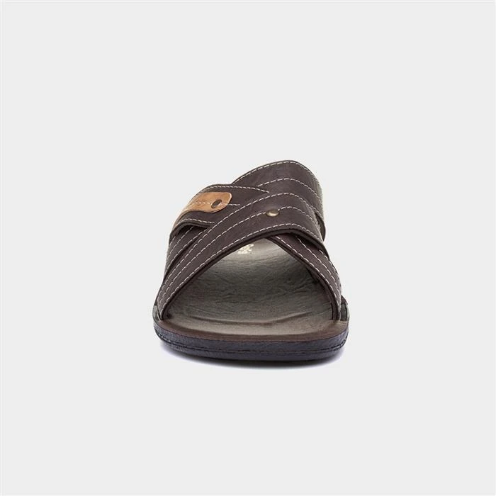 Red Fish Mens Cross Over Dark Brown Mule Sandal 3 Red Fish Mens Cross Over Dark Brown Mule Sandal
