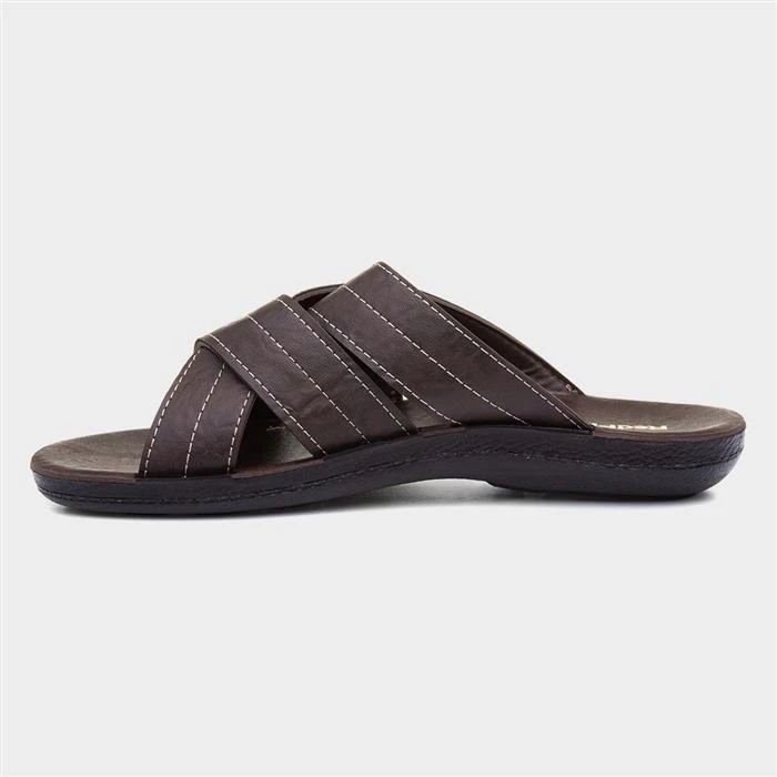 Red Fish Mens Cross Over Dark Brown Mule Sandal 4 Red Fish Mens Cross Over Dark Brown Mule Sandal - Image 2