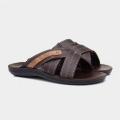 Red Fish Mens Cross Over Dark Brown Mule Sandal 11 Red Fish Mens Cross Over Dark Brown Mule Sandal -Skechery Store 59447 2 L06.20220727000202