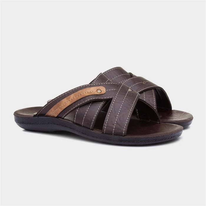 Red Fish Mens Cross Over Dark Brown Mule Sandal 7 Red Fish Mens Cross Over Dark Brown Mule Sandal - Image 5
