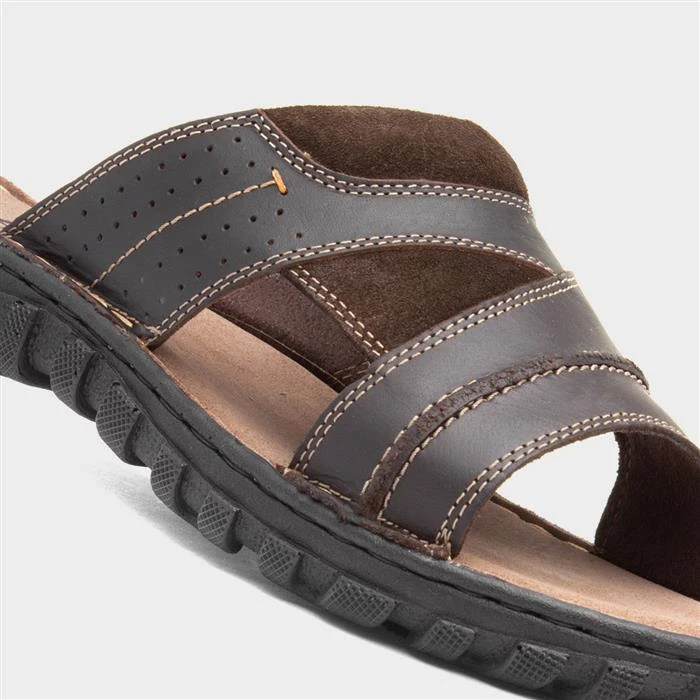 Lotus Mens Brown Leather Slip On Sandal 6 Lotus Mens Brown Leather Slip On Sandal - Image 4