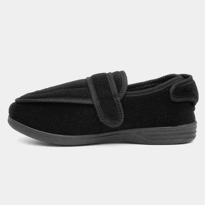 Jo & Joe Declan Mens Easy Fasten Black Slipper 3 Jo & Joe Declan Mens Easy Fasten Black Slipper - Image 2