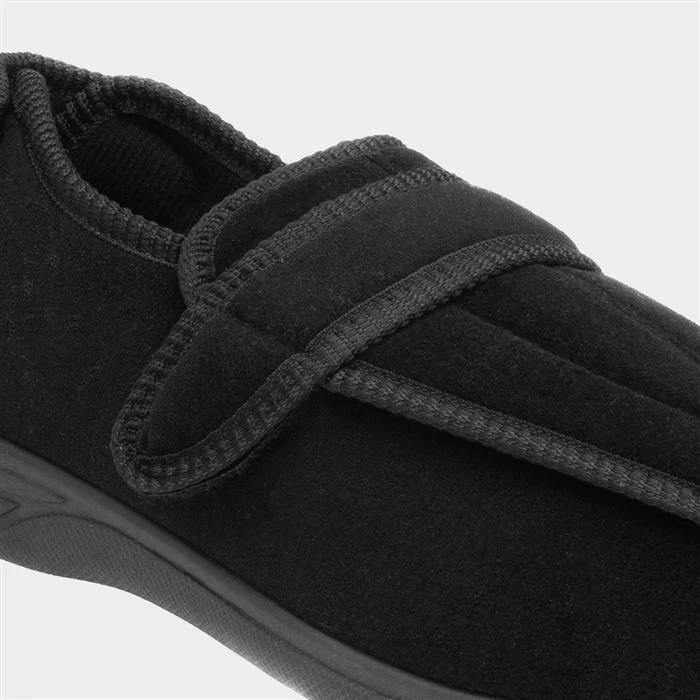 Jo & Joe Declan Mens Easy Fasten Black Slipper 5 Jo & Joe Declan Mens Easy Fasten Black Slipper - Image 4